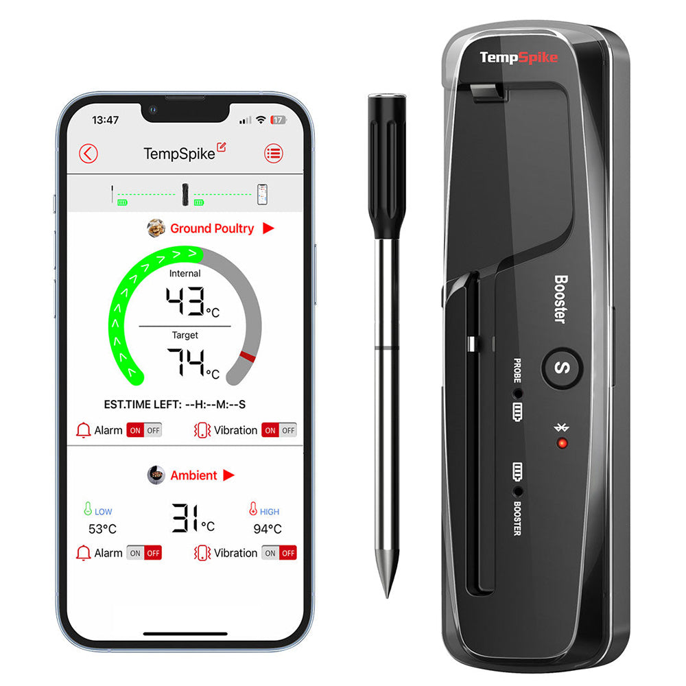 ThermoPro TP960 TempSpike Wireless Meat Thermometer for Oven, Grill, Sous Vide, BBQ, Smoker, Rotisserie, Smart Kitchen Cooking with Internal and Ambient Temperature Sensor, 500ft Bluetooth Connectivity Range