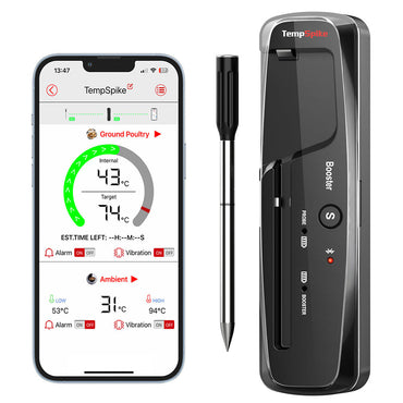 ThermoPro TP960 TempSpike Wireless Meat Thermometer for Oven, Grill, Sous Vide, BBQ, Smoker, Rotisserie, Smart Kitchen Cooking with Internal and Ambient Temperature Sensor, 500ft Bluetooth Connectivity Range
