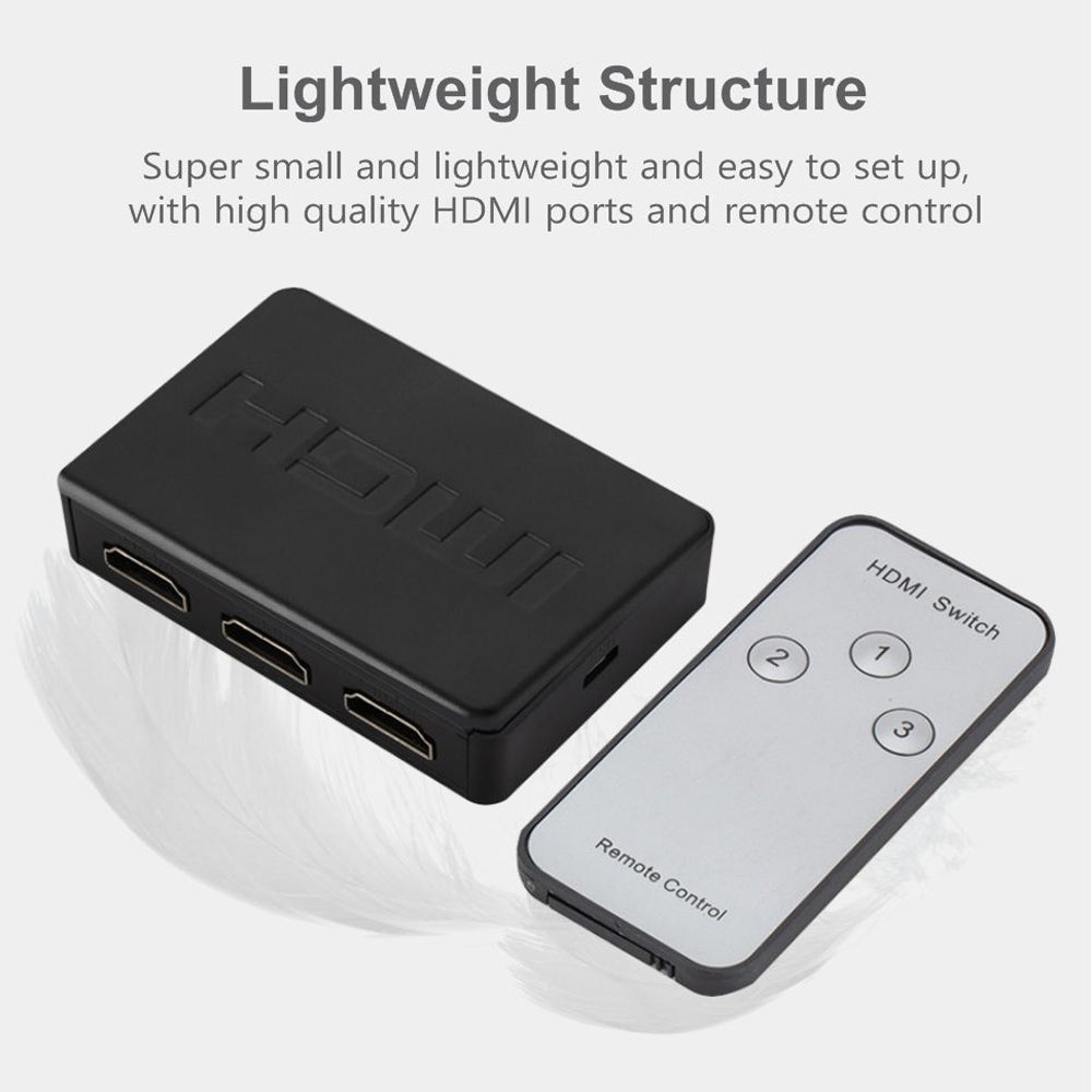 ArgoX HDSW3-N HDMI Switcher 3x1 with 4K 60Hz, IR Remote Control, Supports HDMI2.0, 3D, HDR, 3Gbps Data Rate and TMDS Clock, 24/30/36bit Deep Color, and AWG26 HDMI Cable for DVD Players, PS4, HD Players, Set Top Boxes