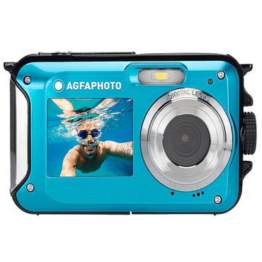 AGFAPHOTO Realishot (WP8000) 24MP Waterproof Digital Camera with CMOS Sensor, 2.7K Video, 16x Zoom, Dual 1.8" Front / 2.7" Rear Screen, 3m / 10Ft Max Depth Resistance Max 128GB Memory Storage Support for Underwater Photo Video | Blue, Red