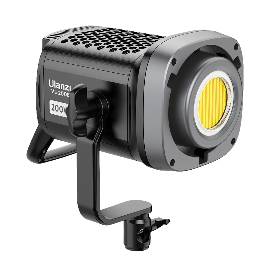 Ulanzi 200W Bi-Color LED Video Light 2700K-6500K CCT CRI 95+ with V-Mount Battery Plate, Bowens Accessory Mount, LCD Display, Built-In Dimming Control Knob, and 360° Rotate L-Stand for Studio Lighting Equipment VL-200Bi