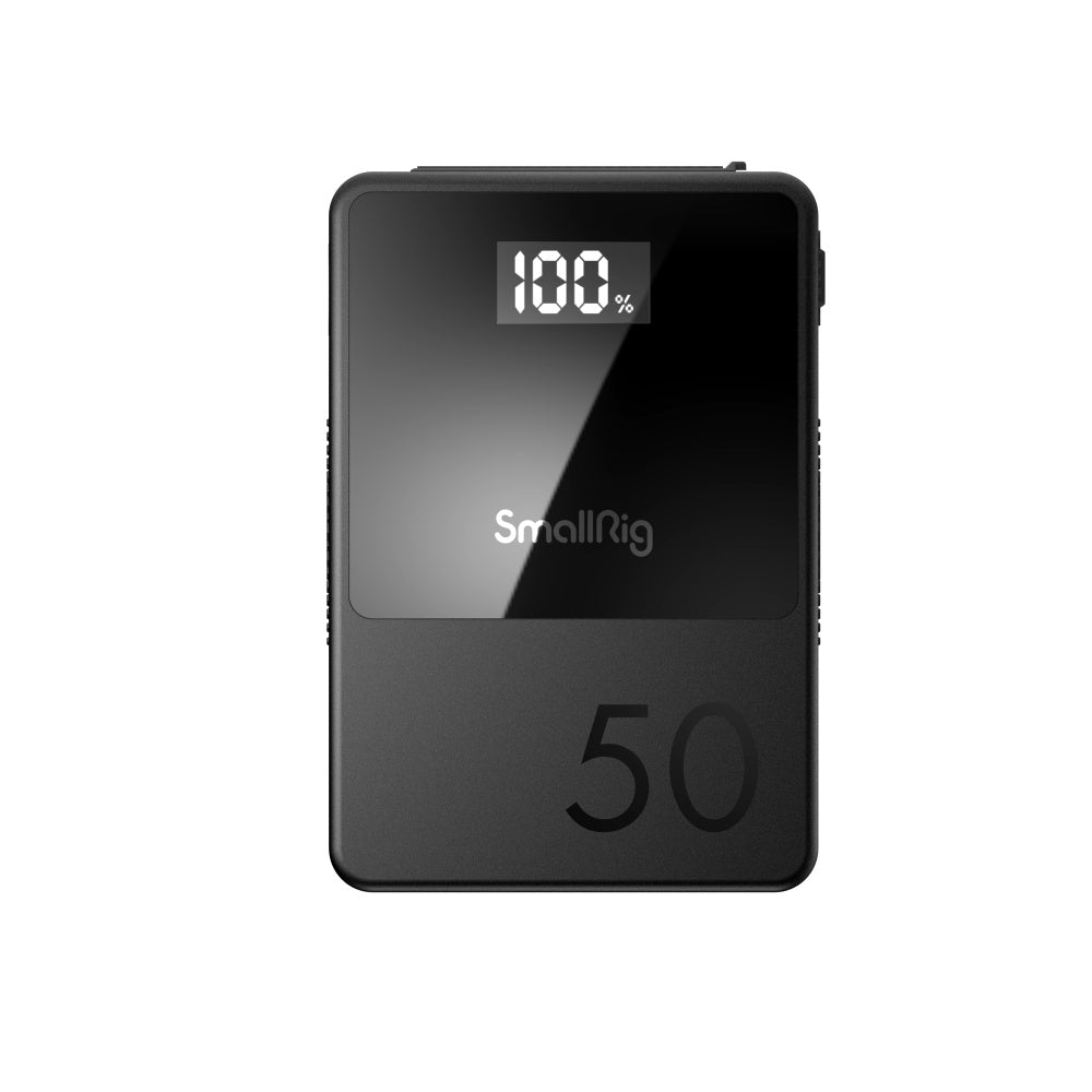 SmallRig VB50 Mini V Mount Battery (50Wh) with Safe & Fast Bi-Directional Charging, Multiple Interfaces & OLED Display for Cameras, Camcorders, Drones, Gimbals, Phones, Tablets, Laptops, Video Lights & Field Monitors | 3579 Black