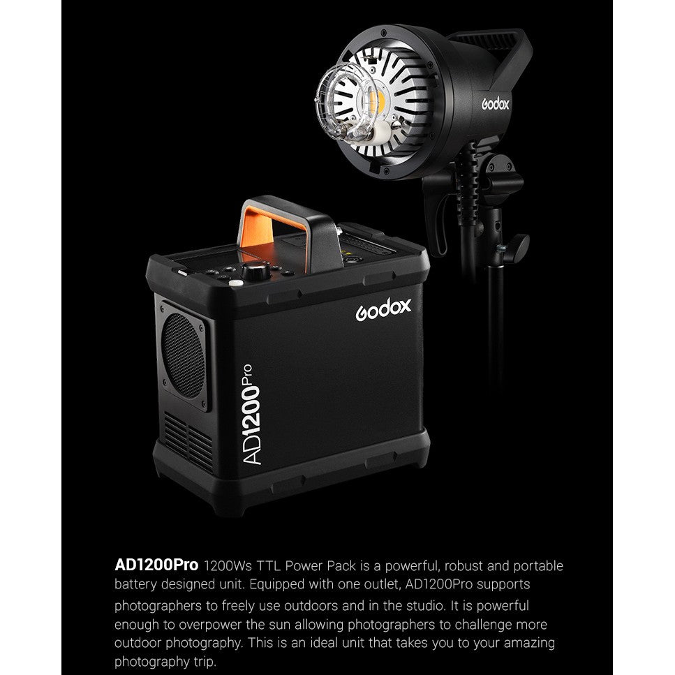 Godox AD1200Pro Battery Powered 1200W Camera Flash System, 2.4G TTL 40W Flash Strobe LED Monolight with 100M Max Range, 5200mAh High Capacity Battery for Studio and Lighting Equipment