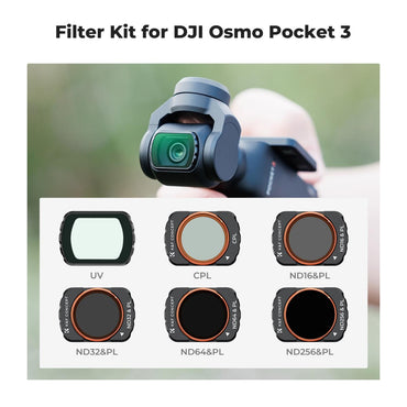 K&F Concept Ultraviolet UV + CPL Polarizing ND16 - ND256 Hybrid ND/PL Lens Filter Set for DJI Osmo Pocket 3 with 8K Ultra HD, 28 Multi-layer Anti-Scratch Waterproof Coating, Top AGC Glass and Magnetic Installation | SKU-2149
