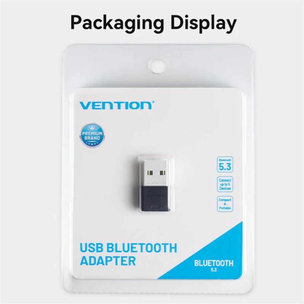 Vention 5.3 USB Bluetooth Adapter with 2000Mhz Frequency Band and 20M Transmission Range for Bluetooth Headset, Keyboard, Mouse, Speaker, Mobile Phone, printer, Computer Game Controller