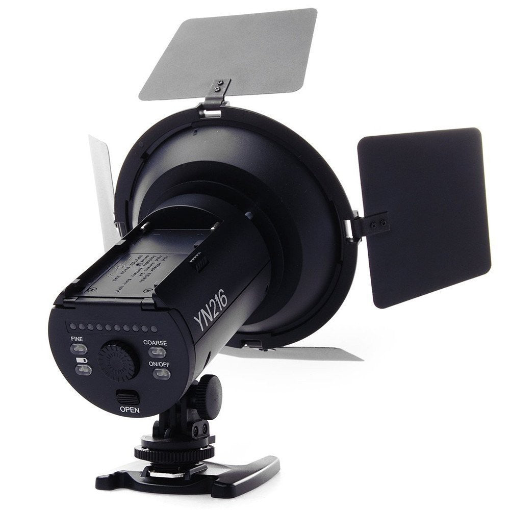 Yongnuo YN216 Daylight White LED On-Camera Fill Video Studio Light 5500K with Color Filters Barn Doors for Photography