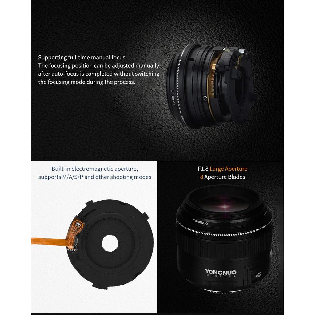 Yongnuo YN85MM F1.8N Camera Lens for Nikon Auto Focus Large Aperture AF MF DSLR Camera Lens