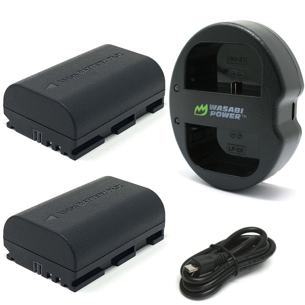 Wasabi Power Battery LP E6 (2-Pack) and Dual Charger for Canon LP-E6 | JG Superstore