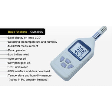 Benetech GM1360A Industrial Humidity & Temperature Meter Humidity Thermometer