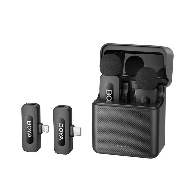 BOYA BY-V3 Series 2.4 GHz Dual-Channel Wireless Lavalier Microphone with Noise Cancellation, 36-Hours Battery Life for Smartphone, iPhone, Android, DSLR Mirrorless Camera, Vlogging for Live Streaming & Video Content Creation