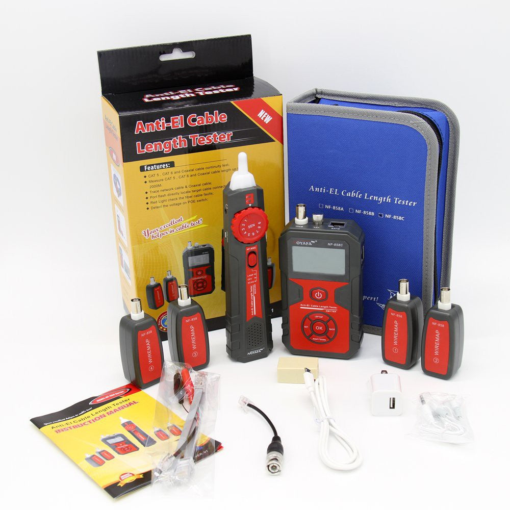 NOYAFA NF-858C Wire Tracker LCD Cable Tester RJ11 RJ45 BNC VFL Mic USB Lan Tester Network Cable Tester Tracer Detector Wiring