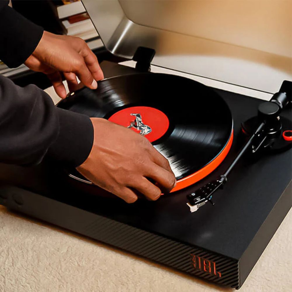 JBL Spinner BT Bluetooth Turntable - Manual Two-Speed Modern-Retro Vinyl Record Player with Removable Headshell for Bluetooth Speakers & Headphones