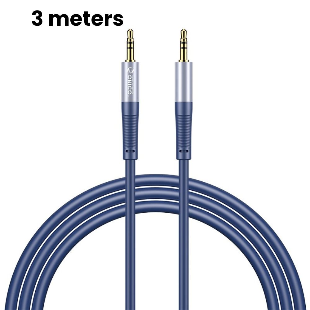 ORICO Soft Silicone 3.5MM AXZ Series Audio Cable Male-to-Male with Gilded Connector and Tinned Copper for Smartphone Speakers and Other Audio Accessories - Blue