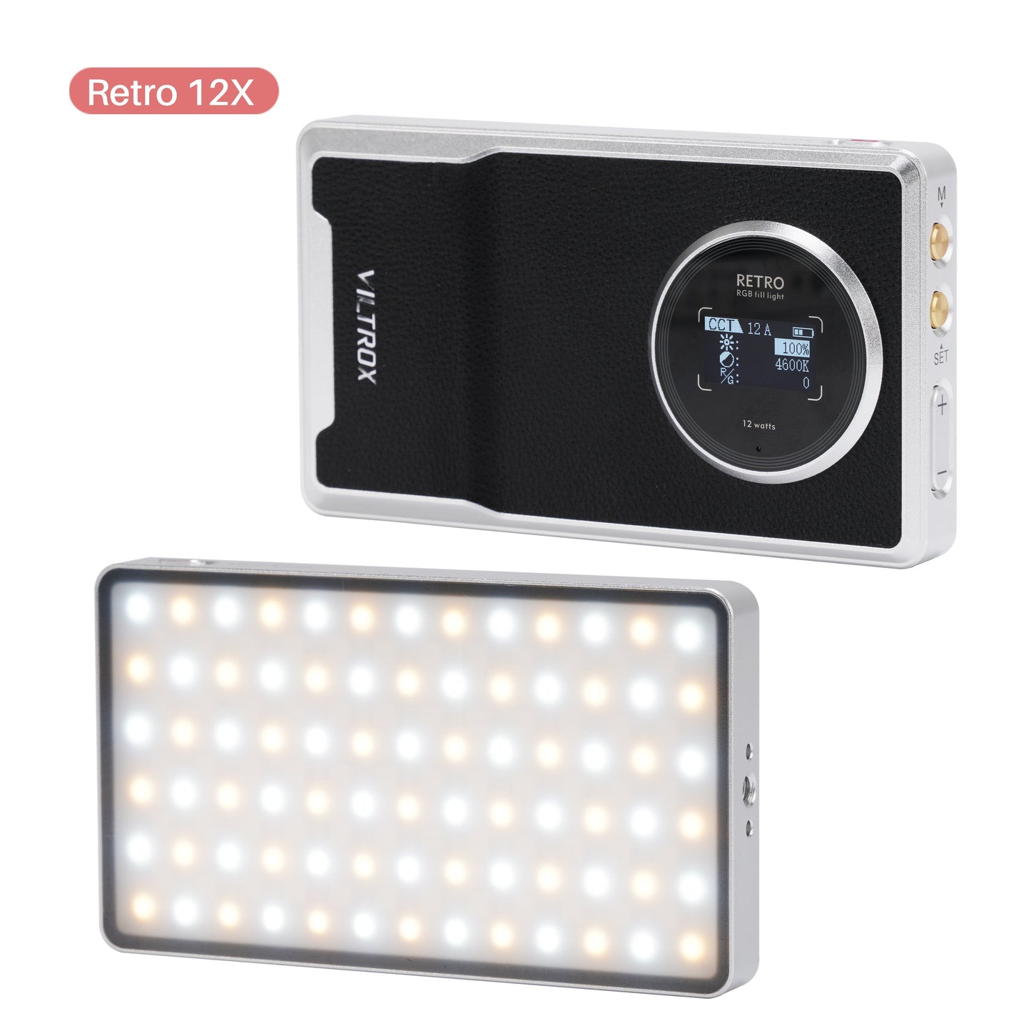 Viltrox RETRO 12X RGB Pocket LED Fill Light 2500-8500K with 26 Lighting Effects, Mobile App Control & Powerbank Mode for Smartphones & Digital Camera Photography