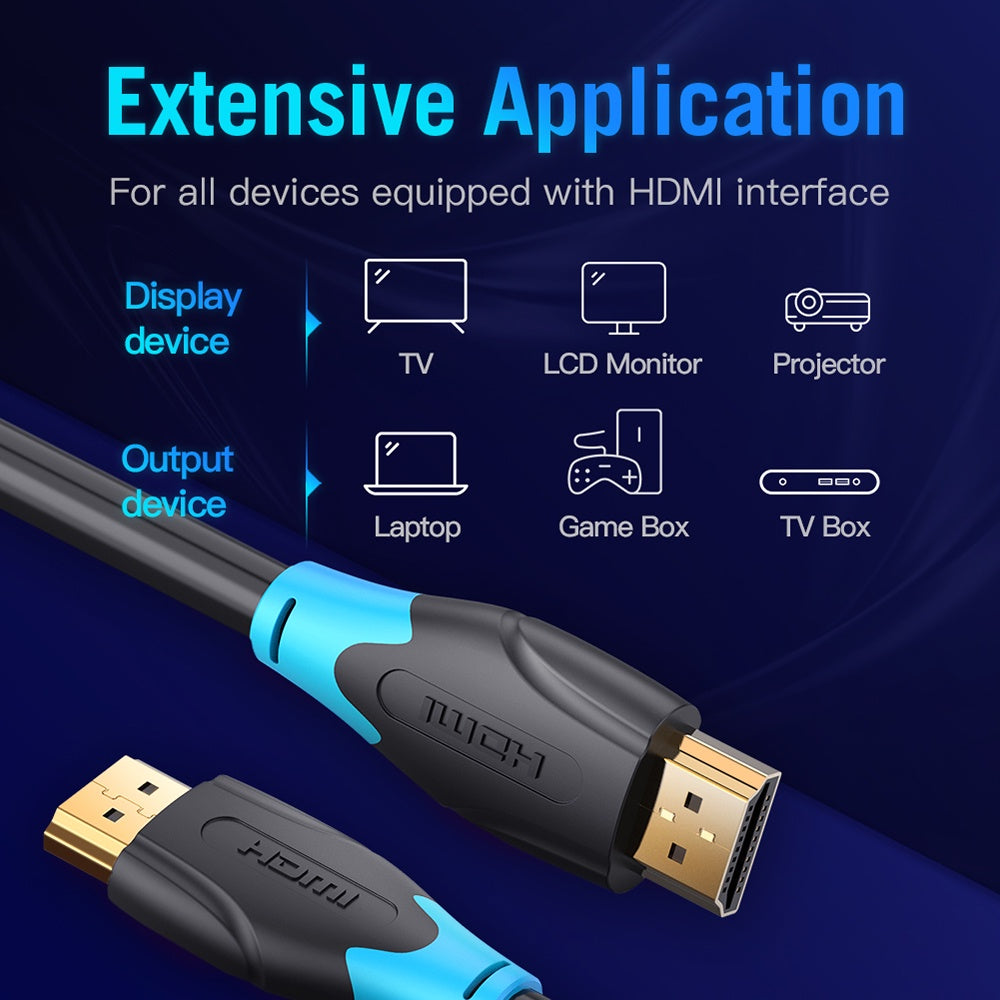 Vention FHD 4K 60Hz High-Speed HDMI Male to Male 5-Meters Gold-Plated Video Cable (AAGBJ) with 18Gbp Bandwidth Support, Mirror and Extended Mode for TV, Monitors, PC, Laptops