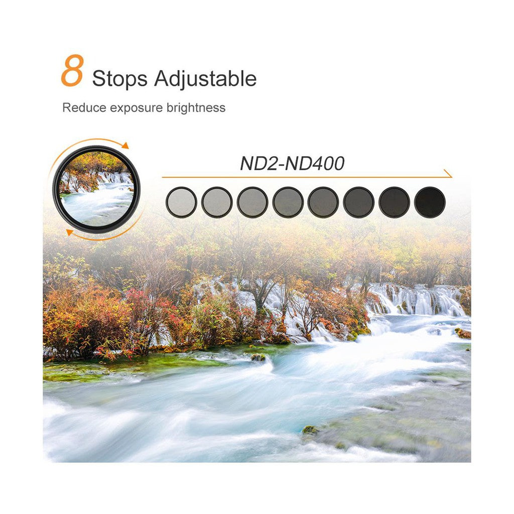 K&F Concept 46mm ND2 to ND400 Variable Fader ND Lens Filter for Camera DSLR Mirrorless