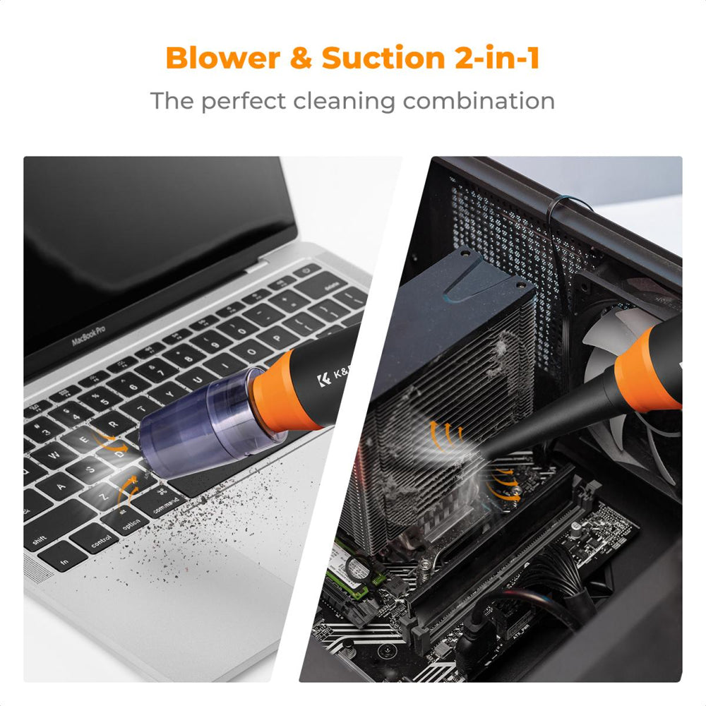 K&F Concept Compressed Jet Air Duster Portable Blower 2500mAh with Adjustable 150000 RPM, 6 Nozzle Styles, USB Type C Port for Deep Clean PC Computer, Camera Lens