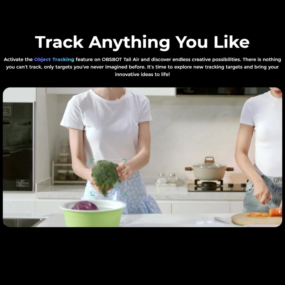 OBSBOT Tail Air AI-Powered 4K PTZ Streaming Camera with Intelligent Auto Tracking, 4x Zoom, Multi-Cam Support, NDI | HX3 Connectivity, 2-Axis Gimbal, Dual Omnidirectiol Microphones, and Supports Windows and macOS for Computers & Laptops