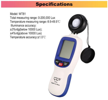 Wintact by Benetech WT81 Light Lux Lumince Meter Tester