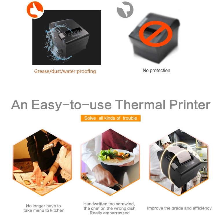 LogicOwl OJ-8030 80mm Thermal Receipt Printer for POS Cash Register with USB and RS232 and Ethernet with Auto Cutting
