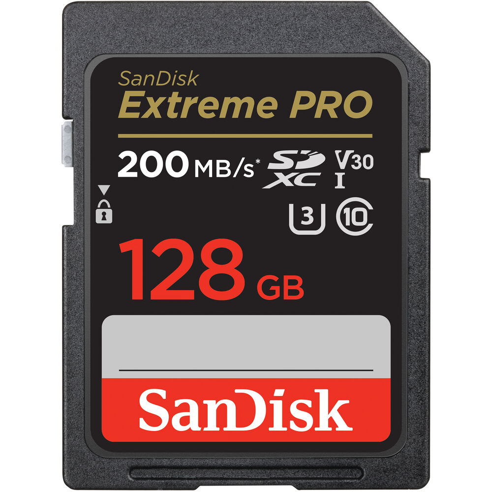 SanDisk Extreme Pro SD Card UHS-I SDXC Class 10 with 200MB/s Read Speed V30 (64GB, 128GB, 256GB)