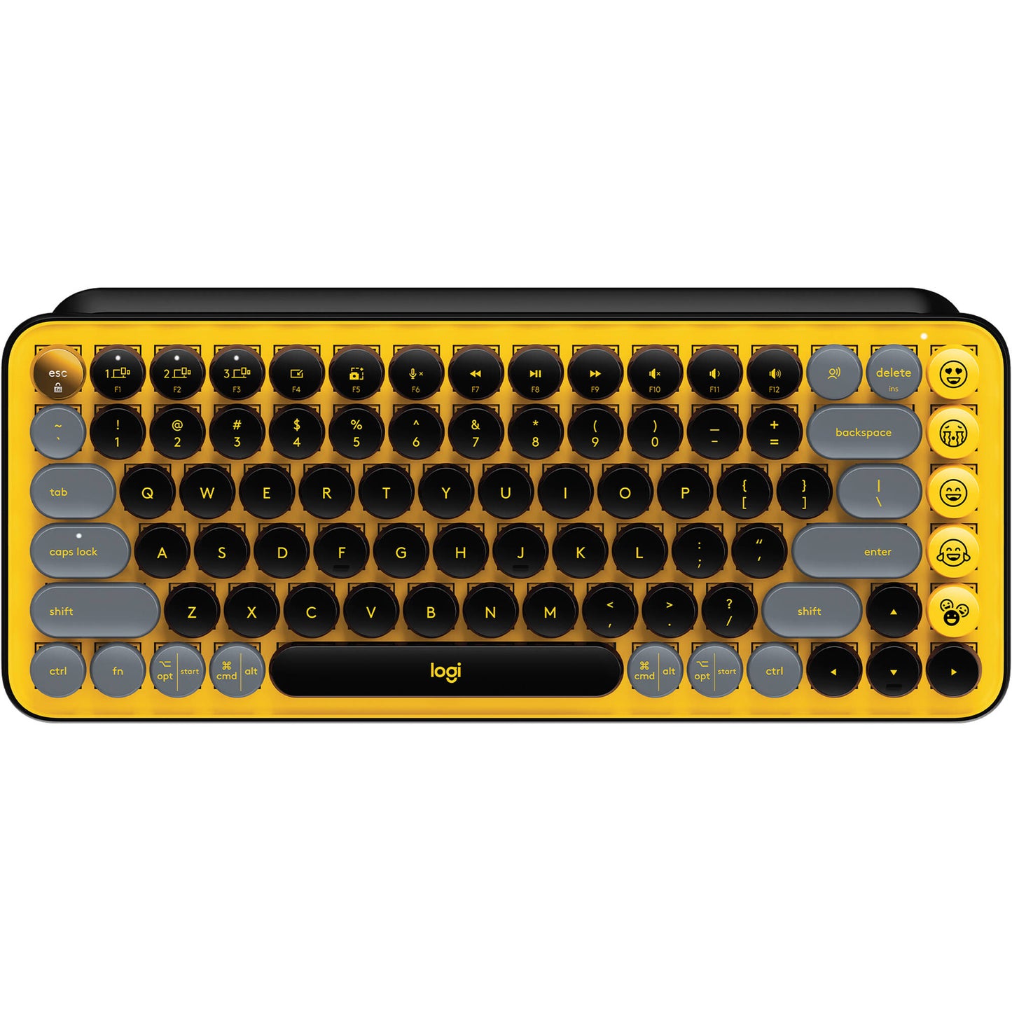 Logitech POP Keys Wireless Mechanical Keyboard with Bluetooth, USB Receiver, Customizable Emoji Keys, 3 Year Battery, 10meter Wireless Range, and Multi-Device Connection (Yellow, Mint)