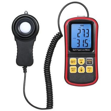 Benetech GM1030C / GM1030 Split Type Digital Light Lux Meter with Light Temperature Thermometer, LCD Display, & Spiral Spring Cable Type Illuminance Meter for Luminosity Measuring & Monitoring Instrument Tool