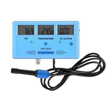 PHT-026 Pro 6 in 1 Rechargeable Multifunction LCD Digital Meter Water Quality Tester EC CF TDS ppm PH C° F°