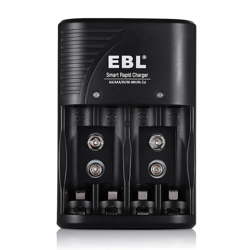 EBL LN-6422BK 802 Multifunction Smart Battery Wall Charger with Fast Charging, Overcurrent Protection, for AA AAA and 9V 6F22 Ni-MH/Ni-CD Rechargeable Batteries