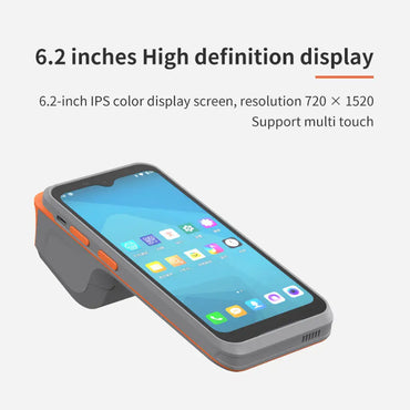 LogicOwl 1D 2D NFC Portable PDA POS Termil Scanner and Thermal Printer with 2350mAh Battery, 4G GPS, Dual Band WIFI and Bluetooth Connection, 8MP Camera,  6.2" Display, IP54 Grade for Point of Sale and Cashier | OJ-H3