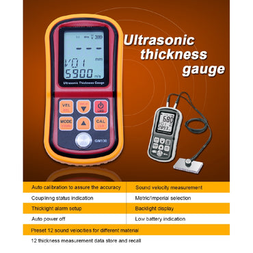 Benetech GM130 Ultrasonic Thickness Meter Gauge Digital LCD display 1.0 to 300MM Sound Velocity Meter