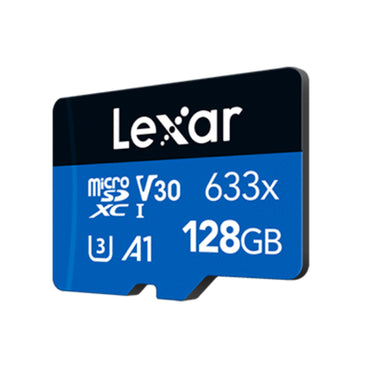 Lexar Professiol 128GB High Performance 633x Blue Series MicroSDXC V30 A1 U3 UHS-I Class 10 Micro SD Card with 4K Video Recording, 100MB/s Read, 45MB/s Write Speeds and MicroSD Card Adapter for Cameras and Android Devices