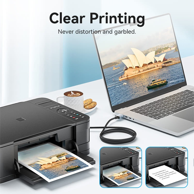 Vention USB 2.0 Male to B Male Printer Cable Gray Aluminum Alloy With All-in-One Devices, Printers, Scanners, Fax (CTT)