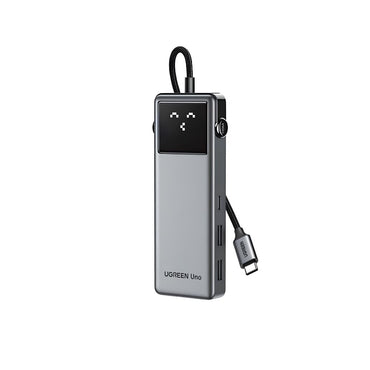 UGREEN UNO Multiport USB Type-C Desktop Hub with 4K HDMI, USB-C PD 100W / 3.2, USB A Data Ports 10Gbps, MicroSD / SD TF Card Slots and Smart Status Emoji Display