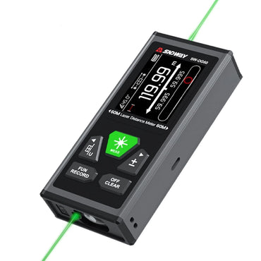 SNDWAY SW-DG60 Bi-Directiol Laser Distance Meter Outdoor Green Beam Digital Rangefinder with 120m Max Distance, Auto Rotation Screen Display, 850mAh Rechargeable Battery, 90° Electronic Level Angle Sensor for Length Area Volume