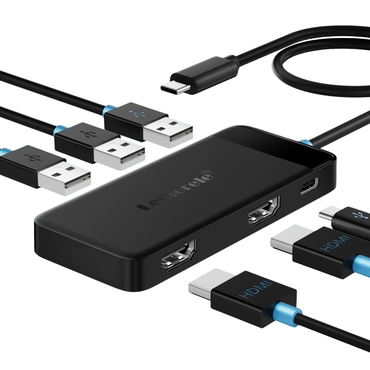 LEMORELE TC122 6 in 1 USB-C Multiport Hub with Dual HDMI 4K30Hz USB-A 5Mbps and USB Type-C PD 100W Ports