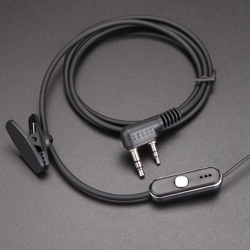 BaoFeng 2 Pin PTT Push-To-Talk Microphone Earpiece Ear Mounted Headset with 3.5mm Ear Stereo Top Pin, 2.5mm Mic Stereo Bottom Pin Ear Radio Compatible with Two-Way Radio