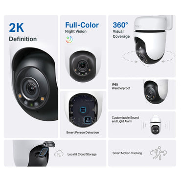 TP-Link Tapo 510W 2K 3MP Smart AI WIFI CCTV Camera with 360° Pan / 130° Tilt, Full Color Night Vision, IP65 Weatherproof, Motion Tracking and 512GB MicroSD Slot