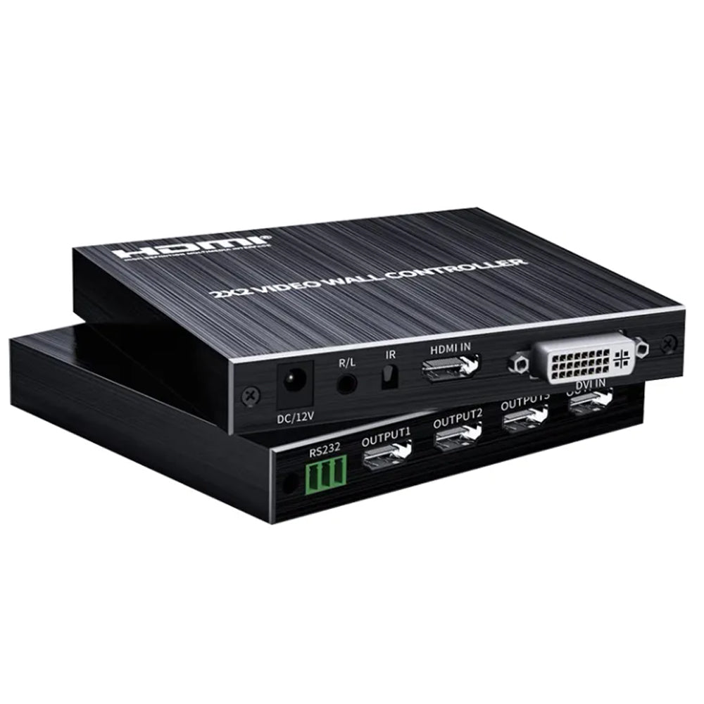 ArgoX 1080p FHD / 4K UHD HDMI 2x2 Video Wall Controller Multi Screen Splicer Processor with HDMI/DVI Input, 4 HDMI Output, IR Remote, RS232 Control, Equalized Multiple Splicing, and Anti-static Technology | HDVW04 HDVW06