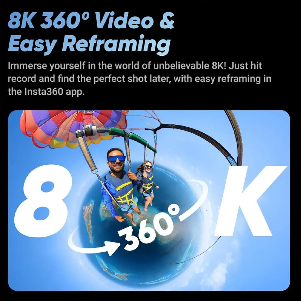 Insta360 X5 | X4 8K UHD 360° Action Camera with 72MP Photos, Active HDR, Dual Sensors, FlowState Image Stabilization, AI-Powered Reframing Tool, Horizon Lock & Invisible Selfie Stick Effect for Content Creation and Videographers