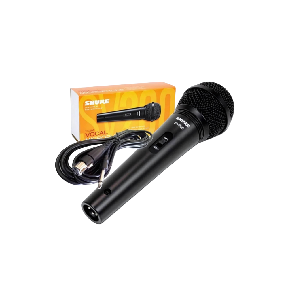 Shure SV100 / SV200 Multipurpose Vocal Microphone Cardioid Dynamic Mic with 15FT XLR to 1/4" Cable for Live Sound, Recording, Karaoke & Music Instruments | SV100-X | SV200-Q-X