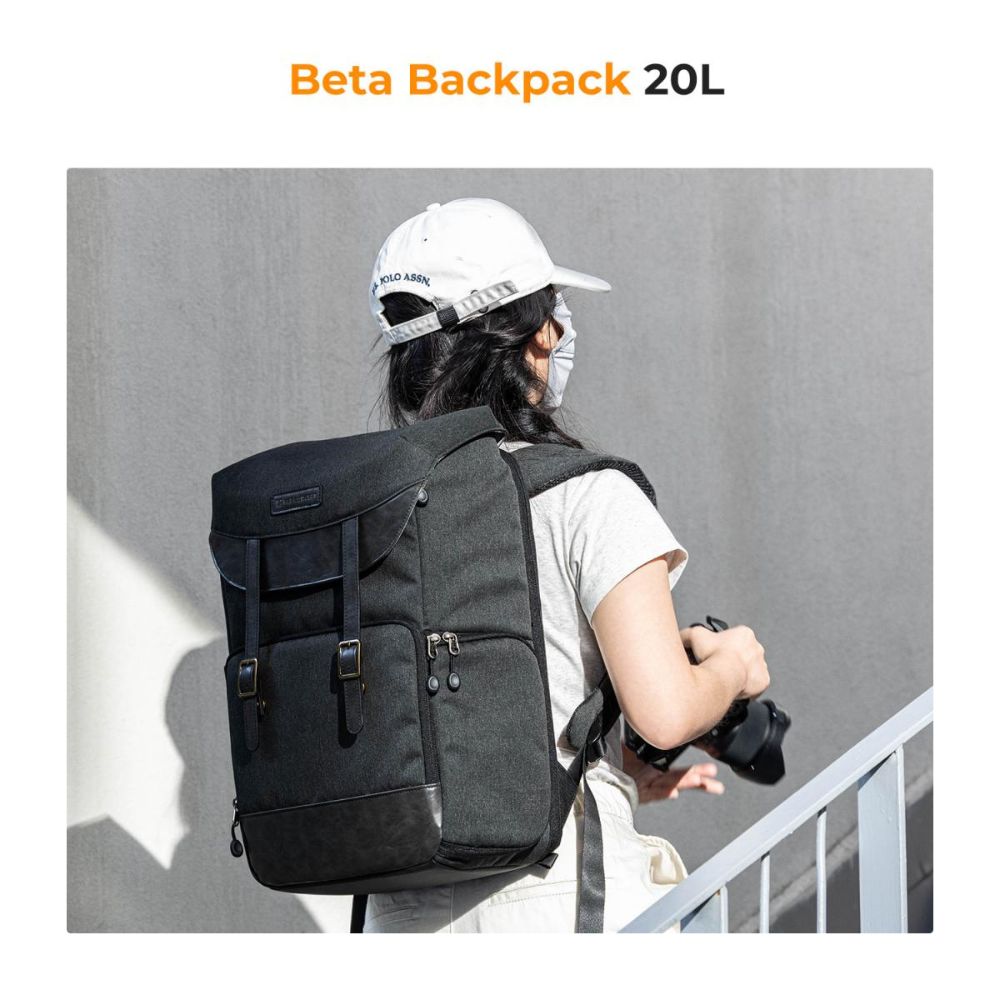 K&F Concept 20L Camera Backpack with 15" Laptop Compartment, Tripod Holder, Rain Cover, 20 Liters Large Capacity Storage Bag for Sony Fujifilm Canon Nikon Lumix DJI Drone, Lenses, Battery, Speedlite Flash, Photo & Video - Urban Wander 02 | Black, Blue