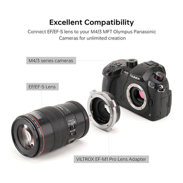 Viltrox EF-M1 Pro Lens Mount Adapter for Canon EOS EF / EF-S Series Lenses to Panasonic Olympus M43 MFT Digital Cameras with Rotary Lock, USB Type-C Port, EXIF Sigl Transmission and IS Anti Shake Function
