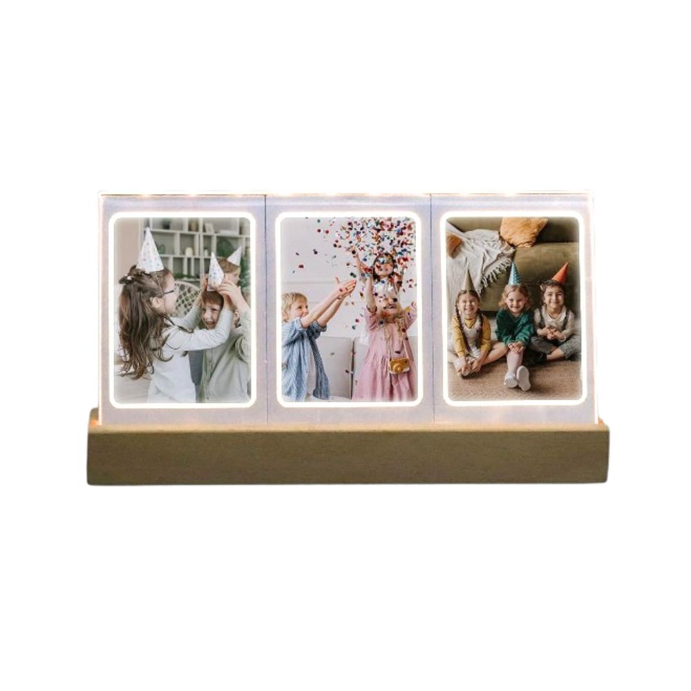Pikxi Wooden Tabletop LED Photo Frame Display for Fujifilm Instax Mini Photo Film | Music
