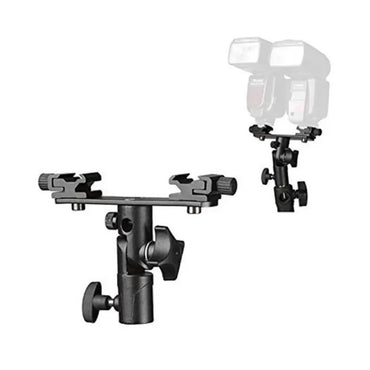 Pxel Quad / Dual Light Stand Bracket with Umbrella Reflector Holder, 1/4 & 3/8 Inches Cold Shoe with 180° Vertical Adjustment & Adjustable Hot Shoe Mount for Camera Flash Speedlite, Studio Lights & Photography Accessories | LS12 LS13