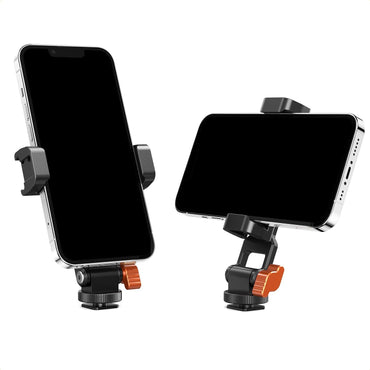 K&F Concept 360 Degree Multifunctiol Phone Clip with 180 Degree Tilt, 1/4" Bottom Threaded Holes and Double Cold Shoe for Smartphones | KF31-094