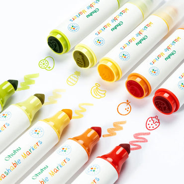 Ohuhu Kaini Series Water Based 12 Vibrant Colors Stamper + Cone Shaped Markers Dual Tipped Color Pens, Washable Ink for Coloring, Drawing Arts and Crafts | Y30-80601-36