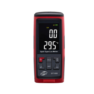 Benetech GT1050 Split Type Digital Light Lux Meter with Light Temperature Thermometer, Colored LCD Display, & Spiral Spring Cable Type Illuminance Meter for Luminosity Measuring & Monitoring Instrument Tool