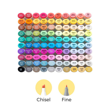 Ohuhu Oahu Series Alcohol Based 100 + 1 Basic Colors with Colorless Blender Dual Tip Fine and Chisel Art Marker Colored Pens for Stationary, Drawing, Arts & Craft | Y30-80405-06