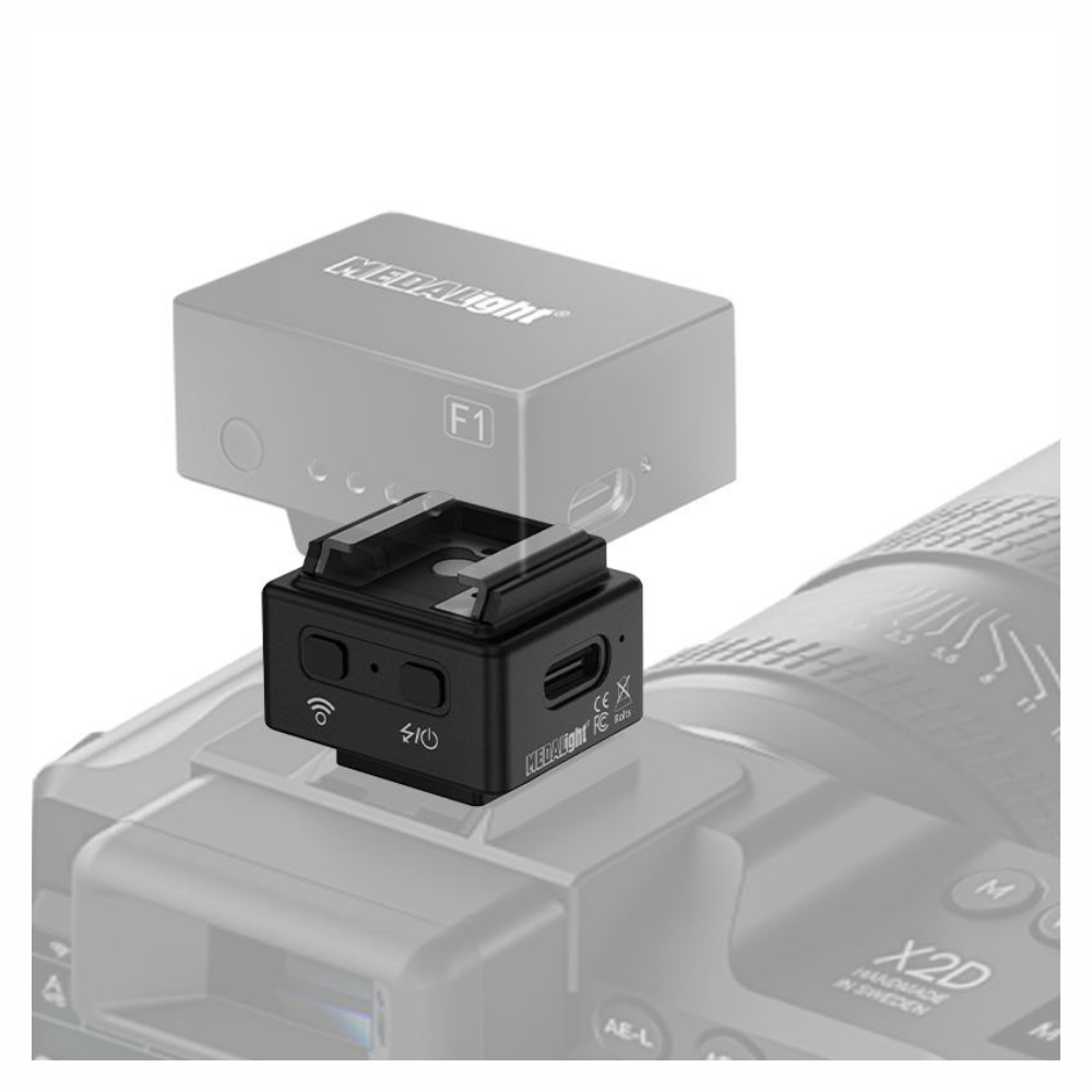 MEDALIGHT WF1 2.4GHz Wireless Flash Trigger TX/RX Transmitter and Receiver for Canon Nikon Sony Pentax DSLR Cameras with 15M Range, 180mAh Li-ion Battery, Hot Shoe Mount and USB-C Socket for Photography